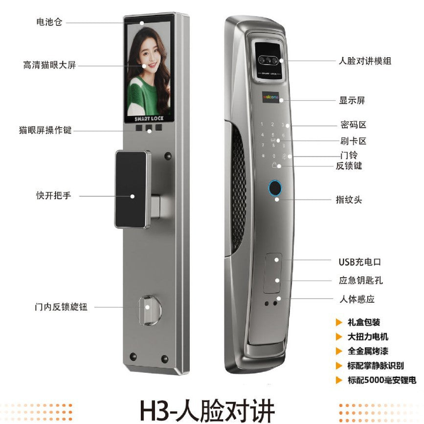 Tuya graffiti lock factory wholesale fingerprint lock face recognition smart door lock digital lock password lock security door