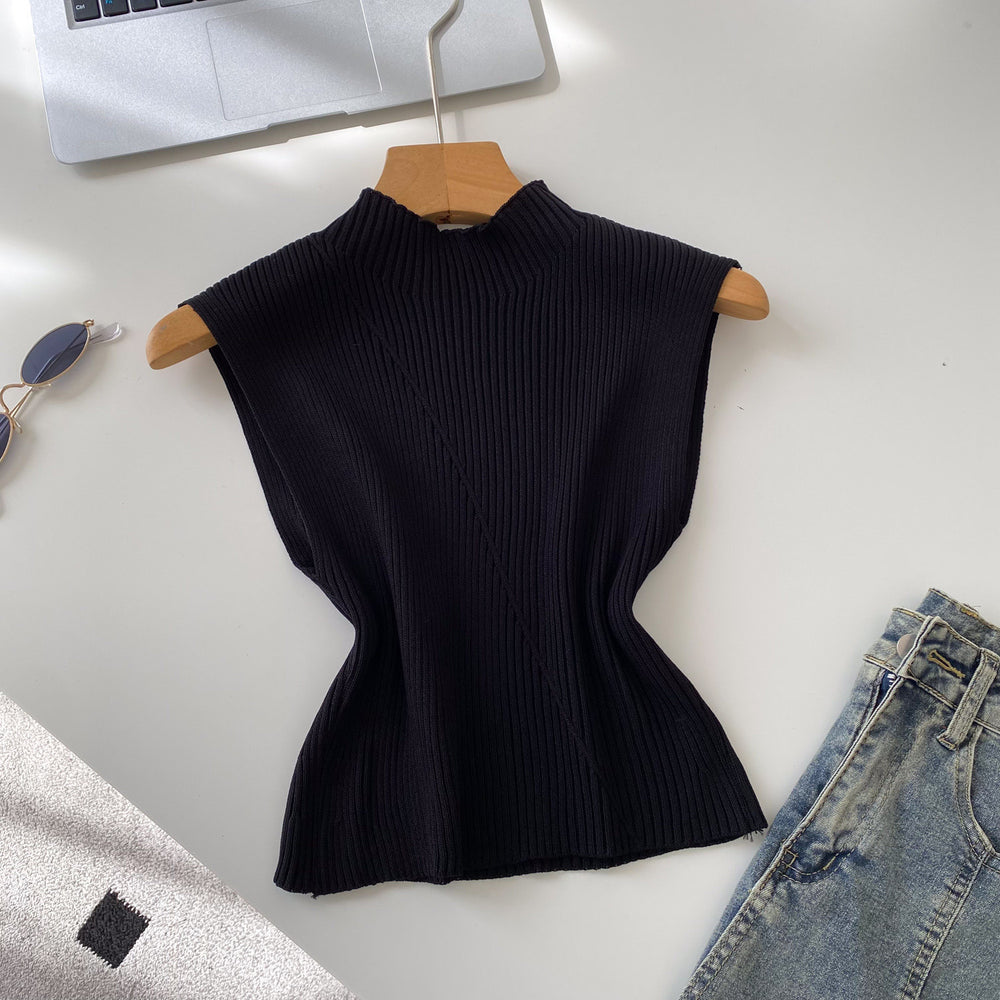 Commuting style knitting sleeveless easiest for matchtops vest women's summer pure color silmslimming lookeasiest for matchoutweartops