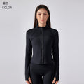 Women's fleece-lined athletic jacket - slim fit yoga top for running, cycling, and fitness - long sleeve (daw195)