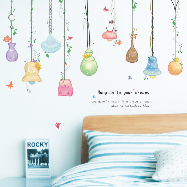 Wall sticker new hand-painted chandelier pendant shell romantic entrance bedroom bedside background decorative wall sticker SK7199