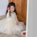 Girls' dress  autumn french princess style pink chanel-inspired mesh tutu vest dress two-piece trendy set