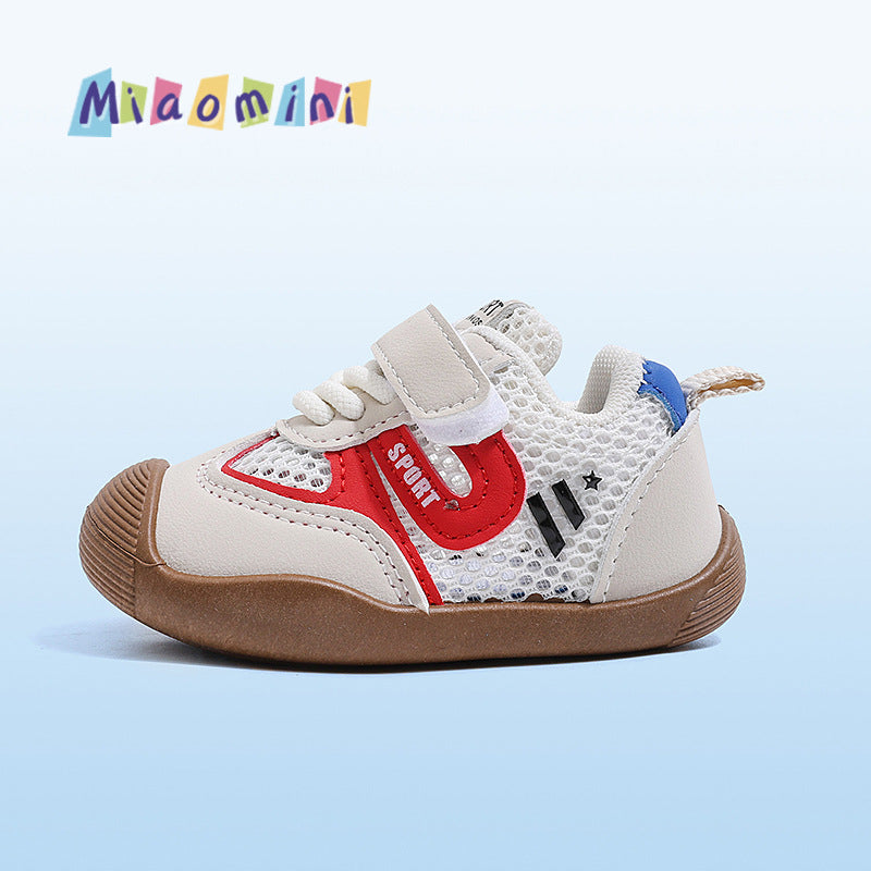 spring/summer new collection: baby soft-soled prewalker shoes, girls' functional shoes, anti-slip, anti-kick, breathable mesh single shoes for babies
