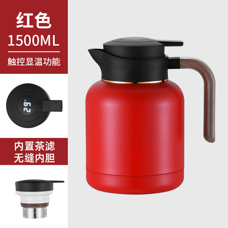 304 smart temperature display thermos stainless steel tea pot office tea pot with filter large capacity thermos flask