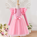 Girls' ruffle-trimmed mesh long-sleeve dress (toddler & little girl)
