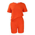 D3332 european and american fashion casual set for women,  summer new arrival, loose solid color short sleeve top and shorts two-piece set
