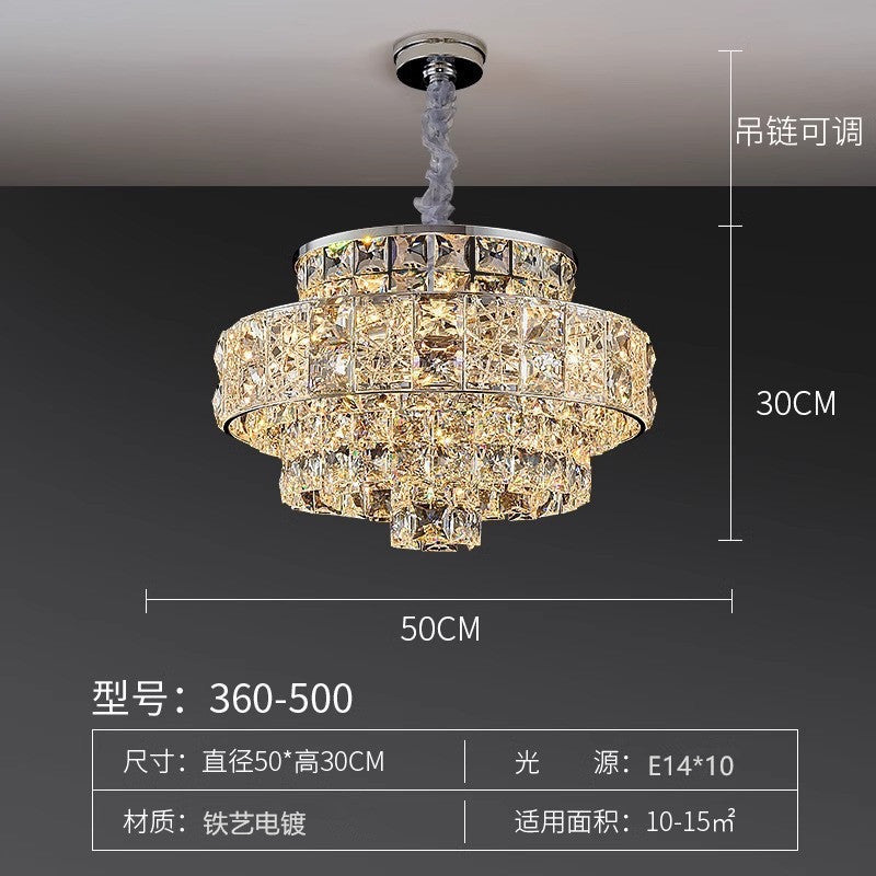 Living room lamp crystal chandelier light luxury high-end round dining room hall main lighting modern simple master bedroom chandelier