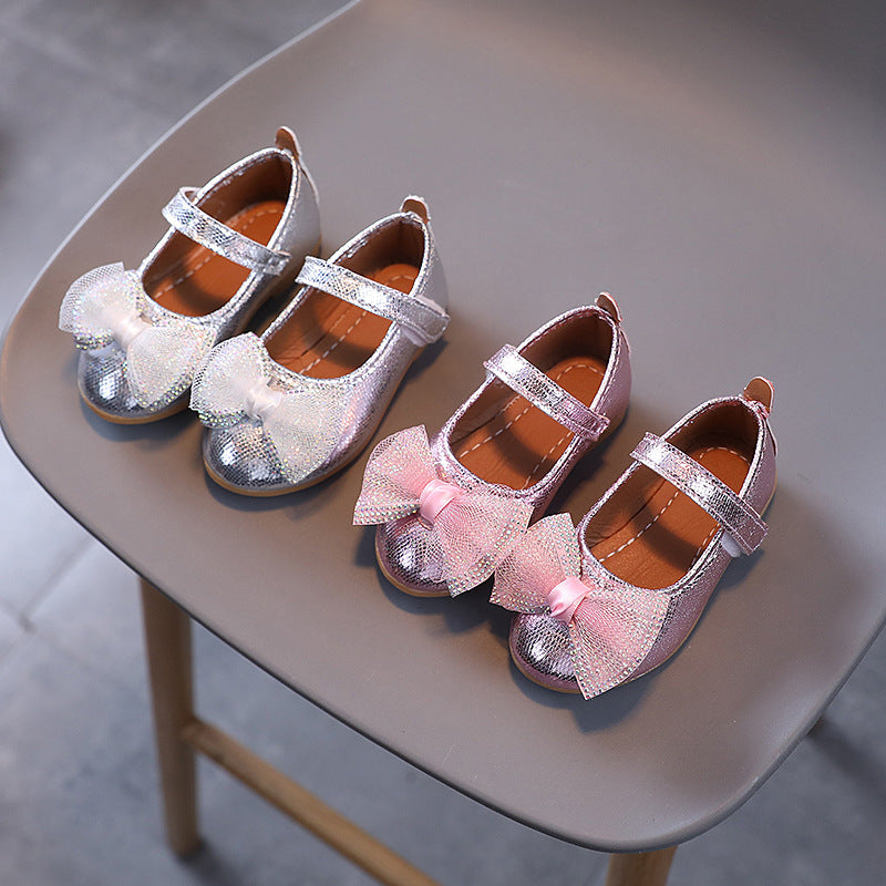 Girls' leather shoes - spring/autumn collection, new summer styles, soft sole children's shoes, spring/summer new arrivals with bow detail