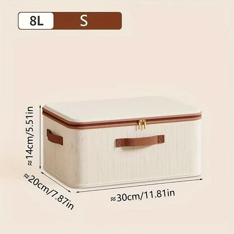 Cross-border new Tianshan cotton and linen storage box household bedroom zipper storage box clothes with lid storage box clothes