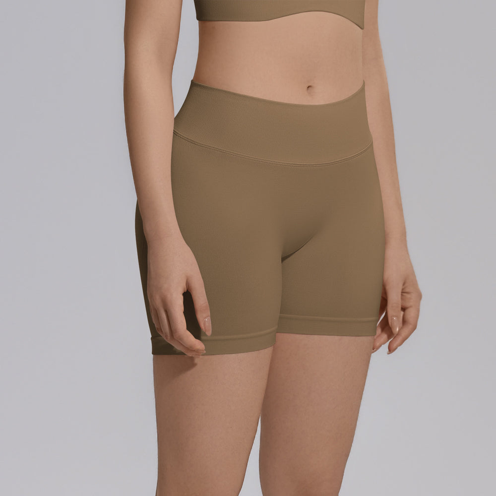 seamless knittingv waist peach hip lifting tight high waist yoga shorts sports running fitness three-quarter shorts