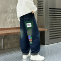 Kids' spring/autumn pants:  new boys' straight-leg jeans, autumn mid-to-large children's boys' trendy long pants
