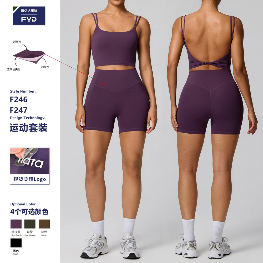 European and american new pocket yoga outfit women's set high waist shaping stretch fitness set quick-dry breathable activewear