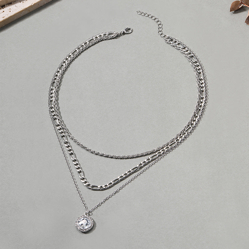 Gold-plated crystal pendant wholesale fashionnew arrival necklace fashion street style butterfly sweater chain women's light luxury style clavicle chain