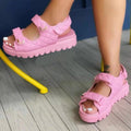 Women's sandals , chunky sole, plus size (us 11/uk 9/eu 43), round toe, velcro closure, flat sandals, ready stock wholesale