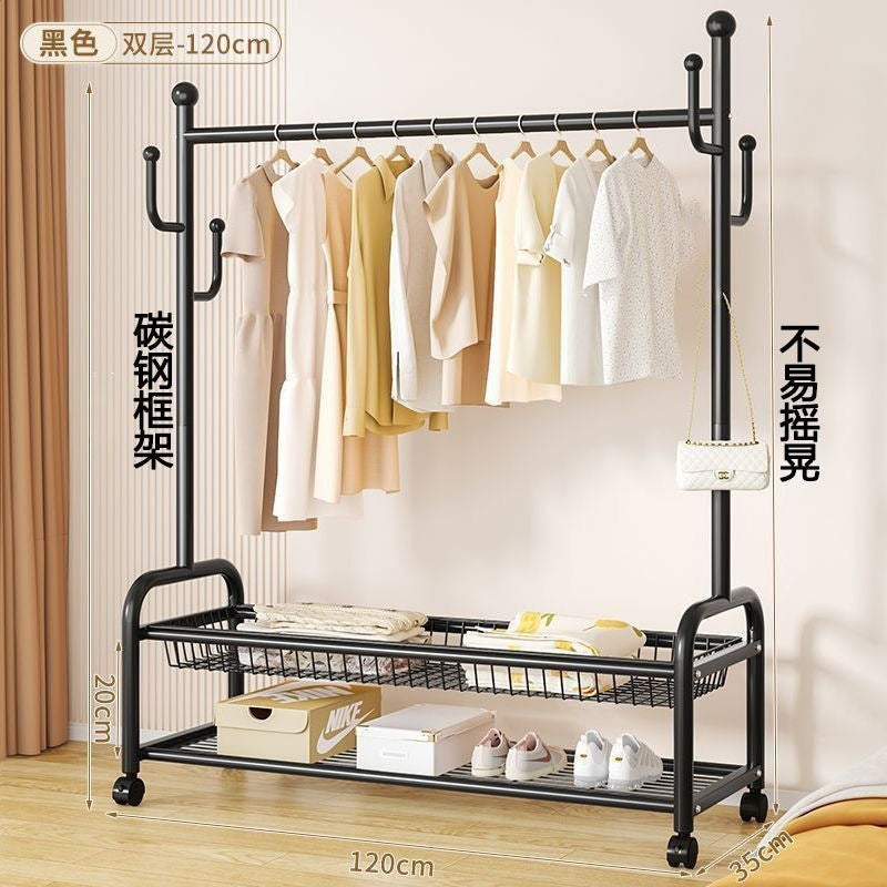 Scandinavian simple clothes drying rack indoor bedroom thickenedmovable floor-standing clothes rack clothes rack floor-standing