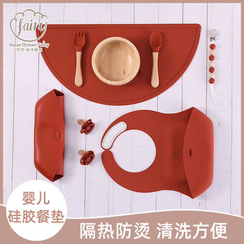 Customized solid color silicone children's placemats, durable student silicone placemats, anti-scalding, non-slip and heat-insulating silicone table mats