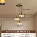 Vintage-style restaurant pendant light, three-light walnut finish, premium gold foil, retro dining room table bar french chandelier