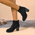 Exportplus sizeboots women's boots thick tie back short boots  high heel thick heel short boots round toe new arrivalspring