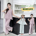 Girls' summer outfit : trendy and stylish kids' tank top and loose-fit casual pants set - sleeveless summer wear for older girls