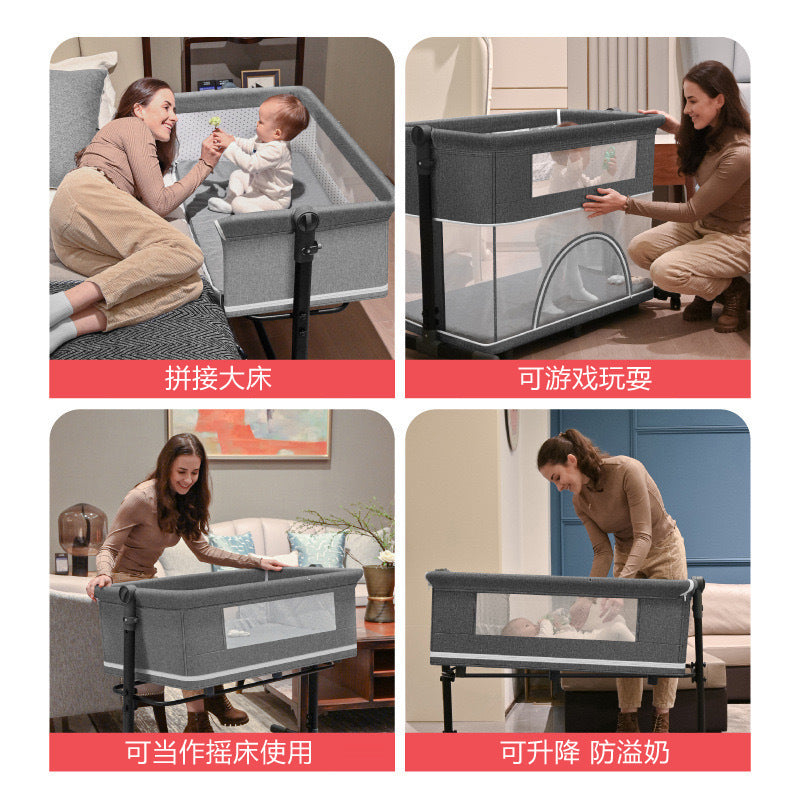 Movable game crib foldable patchwork large bed portable baby bed baby rocker changing table newborn