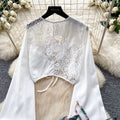 Vacation style whitecut outtopsprinting skirttwo-piece setfemale springautum royal sister outfitelegantsuit skirt