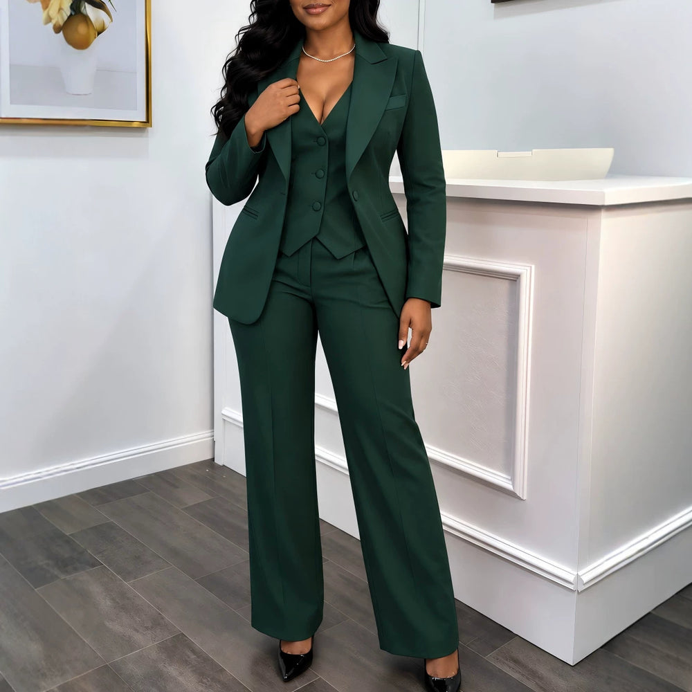 Autum new work clothing style long sleeves suit straight-leg pants vest three-piece set three-piece sets