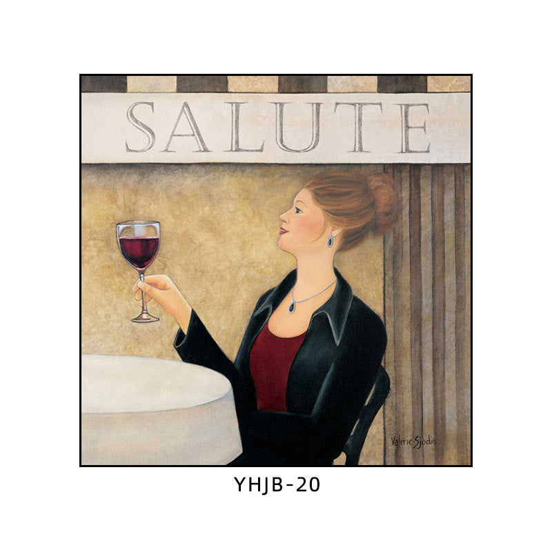 American bar decorative painting retro industrial style creative KTV box red wine glass hanging painting nostalgic wine mural