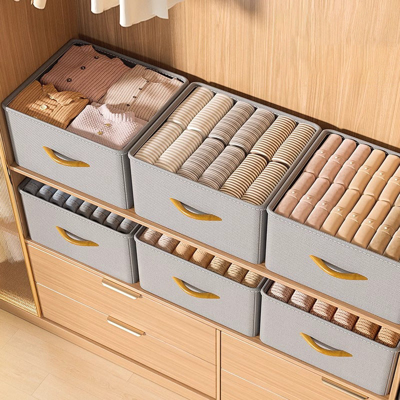 Clothes storage box, household wardrobe layered sorting box, clothing pants fabric drawer type folding storage artifact