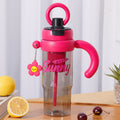 New arrival high-looking ice cup with lifting ring, large capacity double drink plastic water cup with handle and tea drain, tea straw cup
