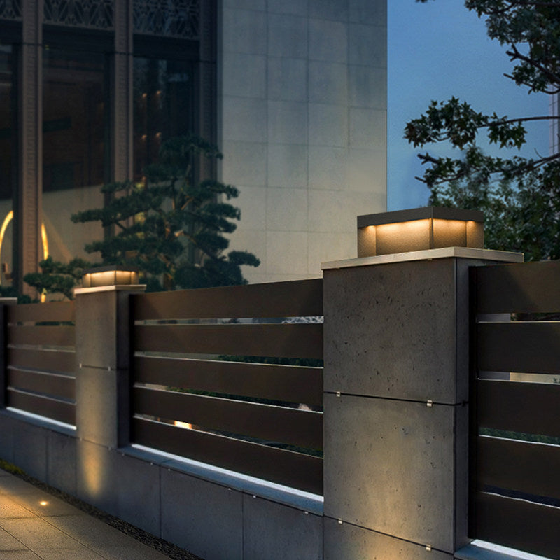 Outdoor solar fence post lights - modern minimalist waterproof lighting for home, villa, and gate pillars