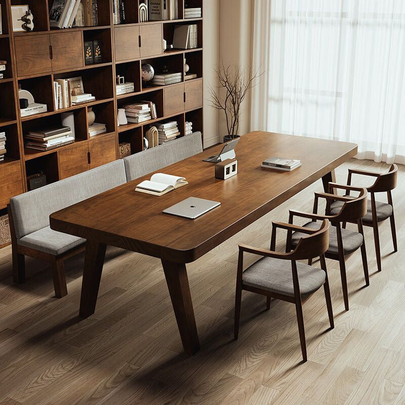 Solid wood large desk - double seater study & reading table for living room, minimalist office computer desk, conference table, workstation table