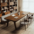 Solid wood large desk - double seater study & reading table for living room, minimalist office computer desk, conference table, workstation table