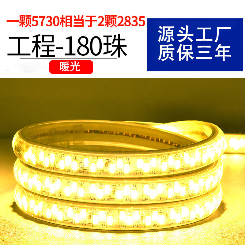 220v household outdoor waterproofled light strip super bright white light strip outdoor exterior wall construction site tunnel lighting