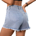 European and american cross-border e-commerce  independent website summer new arrival washed distressed beaded fashionable slimming denim shorts