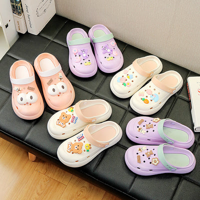 2024diy cartoon color matching clogs women's summer thick sole stepping on shit feeling outweareasiest for matchcasual toe-cap half drag sandals