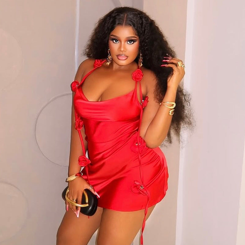 European and american women's clothing  autumn new sweet and fresh camisole high-waisted slimming bodycon mini dress