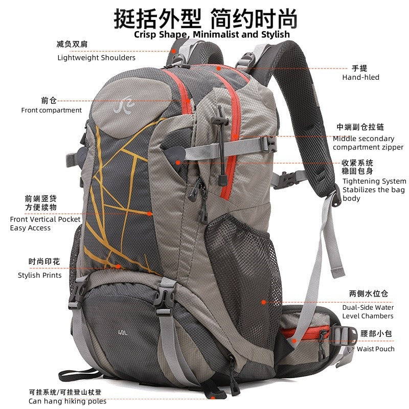 Outdoor Mountaineering Bag Hiking Anti-splashing Dew Reduce Burden Ridge Protection Outdoor Sports Backpack
