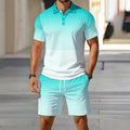 hot-selling men's polo shirt set, new summer two-piece casual short-sleeve and shorts set, dropshipping available