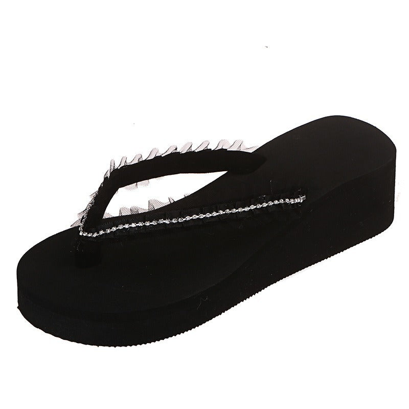 Exportplus size rhinestone flip-flops sandals summernew arrivalfashionplatform shoesthick soleflatscasual flip-flops