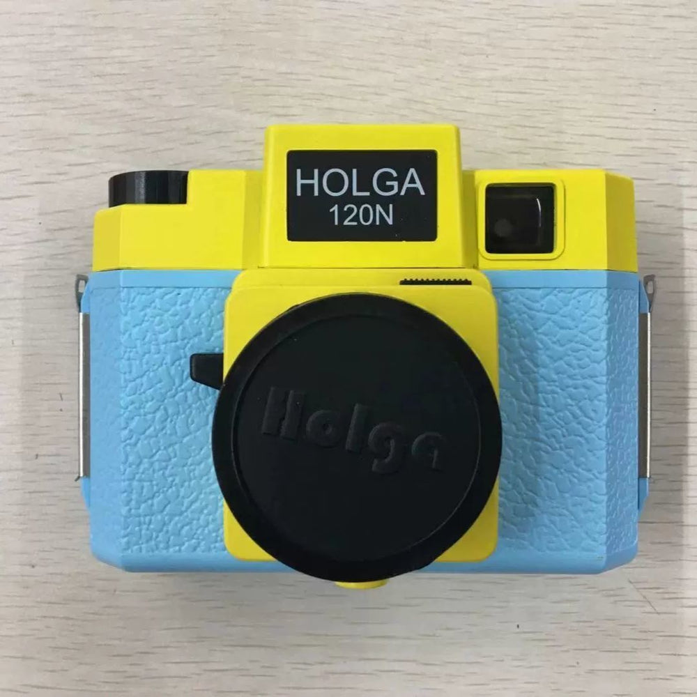 Holga 120n color film camera - leaky master, black plastic resin slr, compatible with color flash
