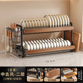 Medieval style kitchen stainless steel dish storage rack drain rack countertop multifunctional storage rack dish rack dishes plates cupboard