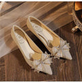 2025 new champagne butterfly wedding shoes - women's pointed toe low heel pumps