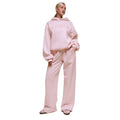 Amazon fashion cross-border  light pink casualcasualsuit same color flocking short hooded sweatshirt