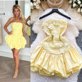 French heavy industrystereo flower dress seaside vacation style one shoulder tube top dress ruffles skirt