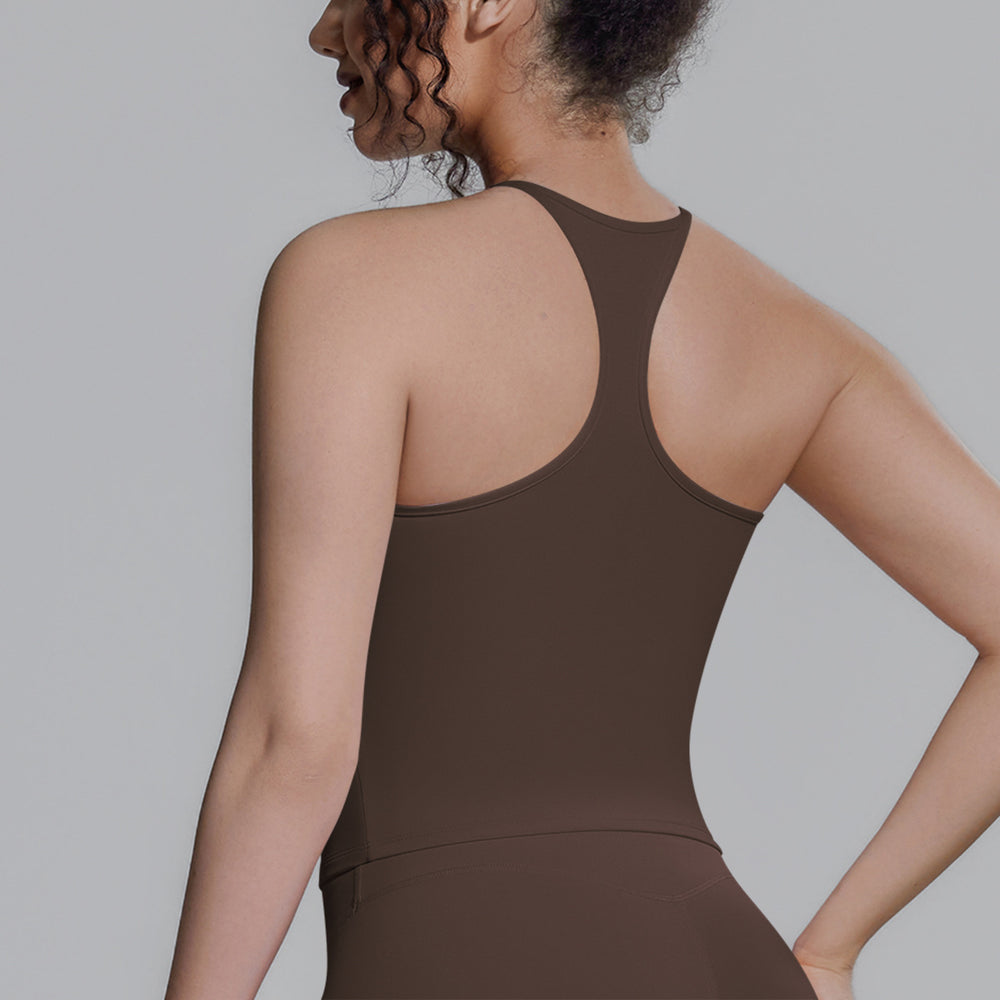 New arrival cross-border double-sided brocade pure color i-shaped beautiful back breathable tight vest sports running fitness yoga wear tops