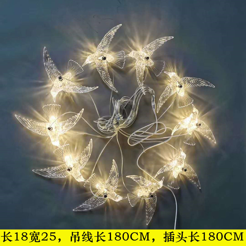 Wedding props ten acrylic transparent bird chandeliers wedding stage ceiling arrangement decorative lights luminous birds