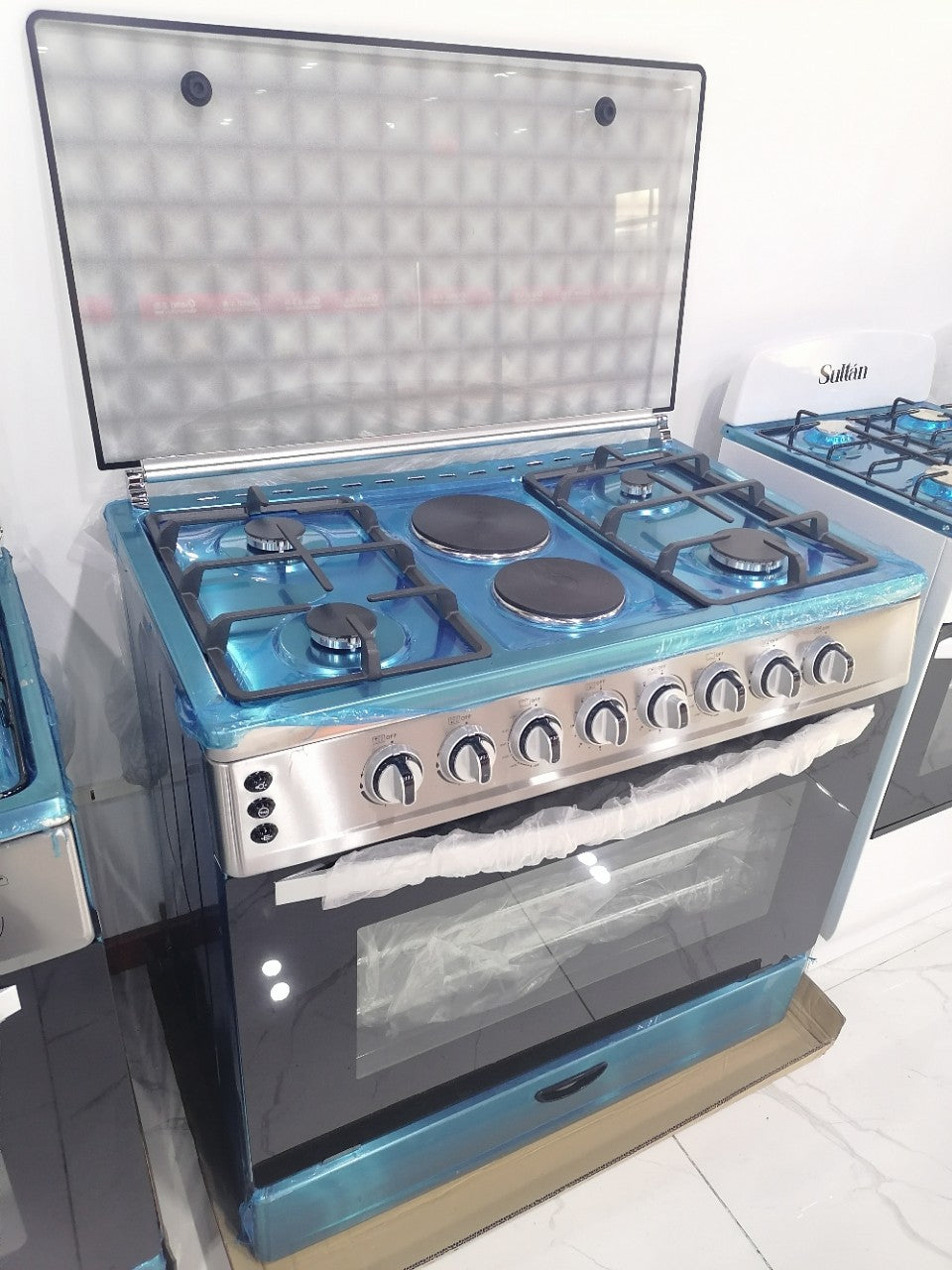 4 four gas two 2 electric oven burner stove stove one-piece upright barbecue fry 900 wide processing print l