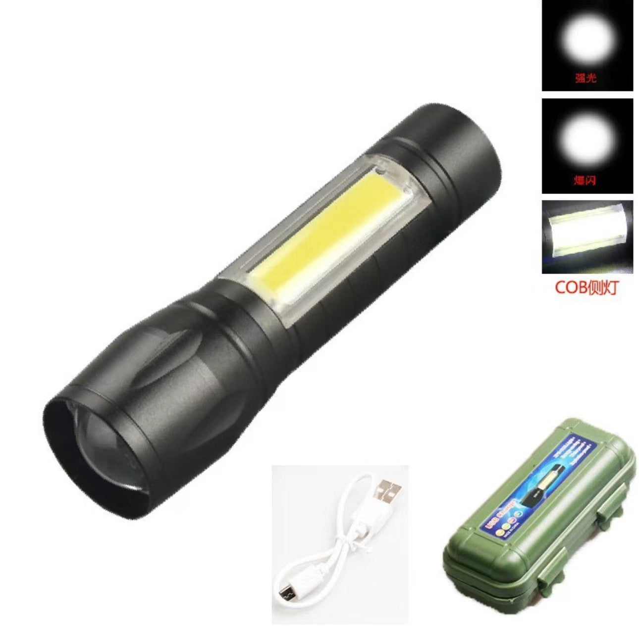 LED Mini Flashlight Long-lasting battery life Explosion-proof outdoor portable emergency lighting Outdoor USB charging
