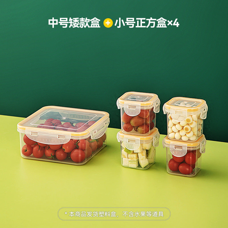 Kitchen finishing dustproof storage box with lid transparent refrigerator storage box food grade plastic food crisper