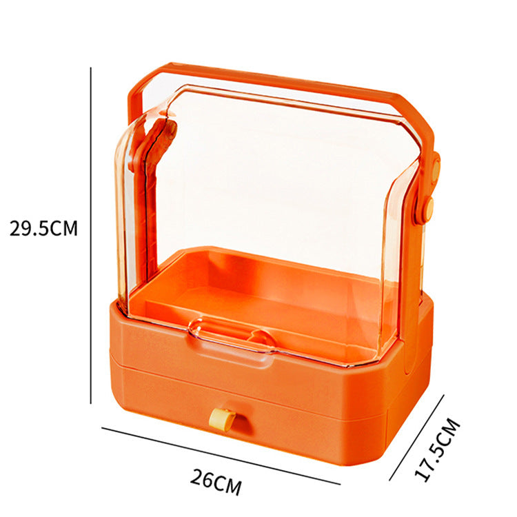 Luxury transparent dustproof cosmetic organizer - large capacity drawer-style storage box for skincare, lipstick, and jewelry