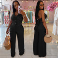 C7461 cross-border   fashion women's casual halter tie-neck top and pants two-piece set